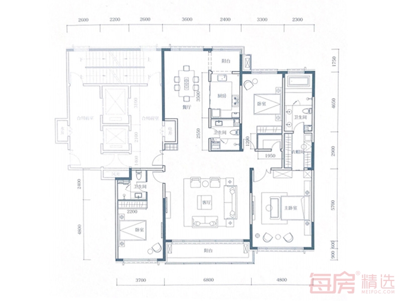 壹湖国际254平户型